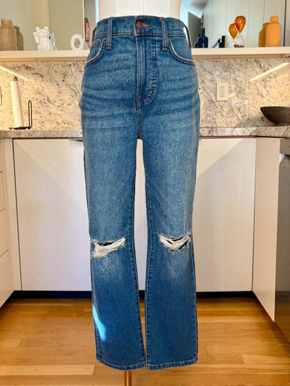Madewell The Perfect Vintage Crop Jean Gooding Wash Knee-Rip 26